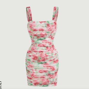 Floral Print Ruched Dress - Size 2